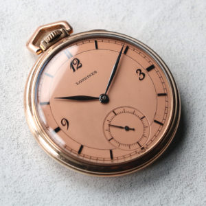 1940 Longines Pocket Watch two-tone salmon dial