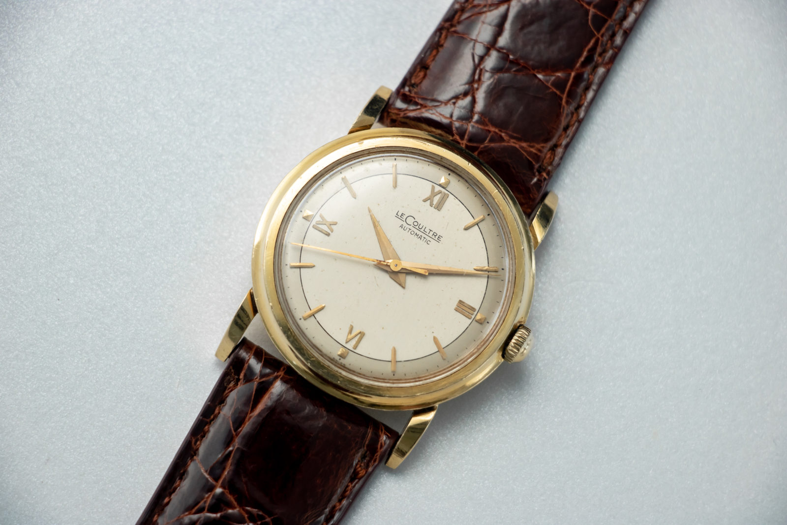 1950 S LECOULTRE BUMPER AUTO DRESS WATCH 34.5MM 18KT YG Vintage Watches For Sale Certified Authentic Stetz Co